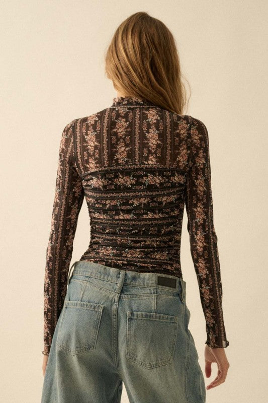 Lisa Ruched Mesh Bodysuit