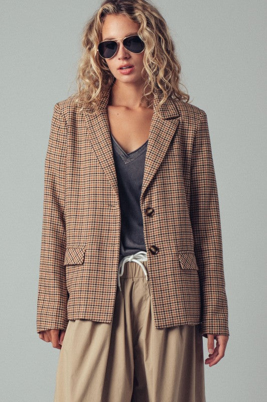Tailored Houndstooth Blazer