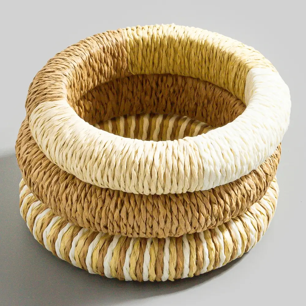 Mixed Straw Weave Bracelet Set
