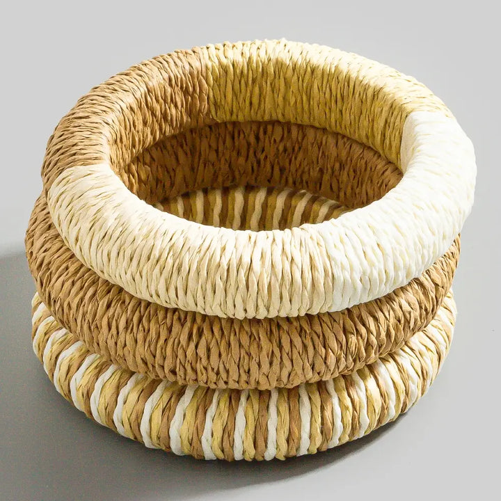 Mixed Straw Weave Bracelet Set
