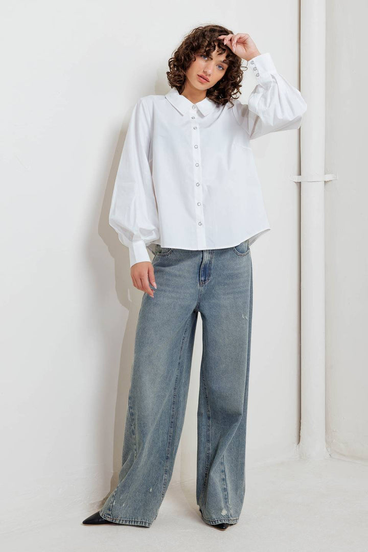 White Noise Button Up