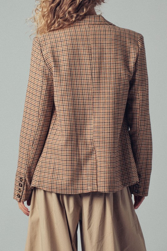 Tailored Houndstooth Blazer