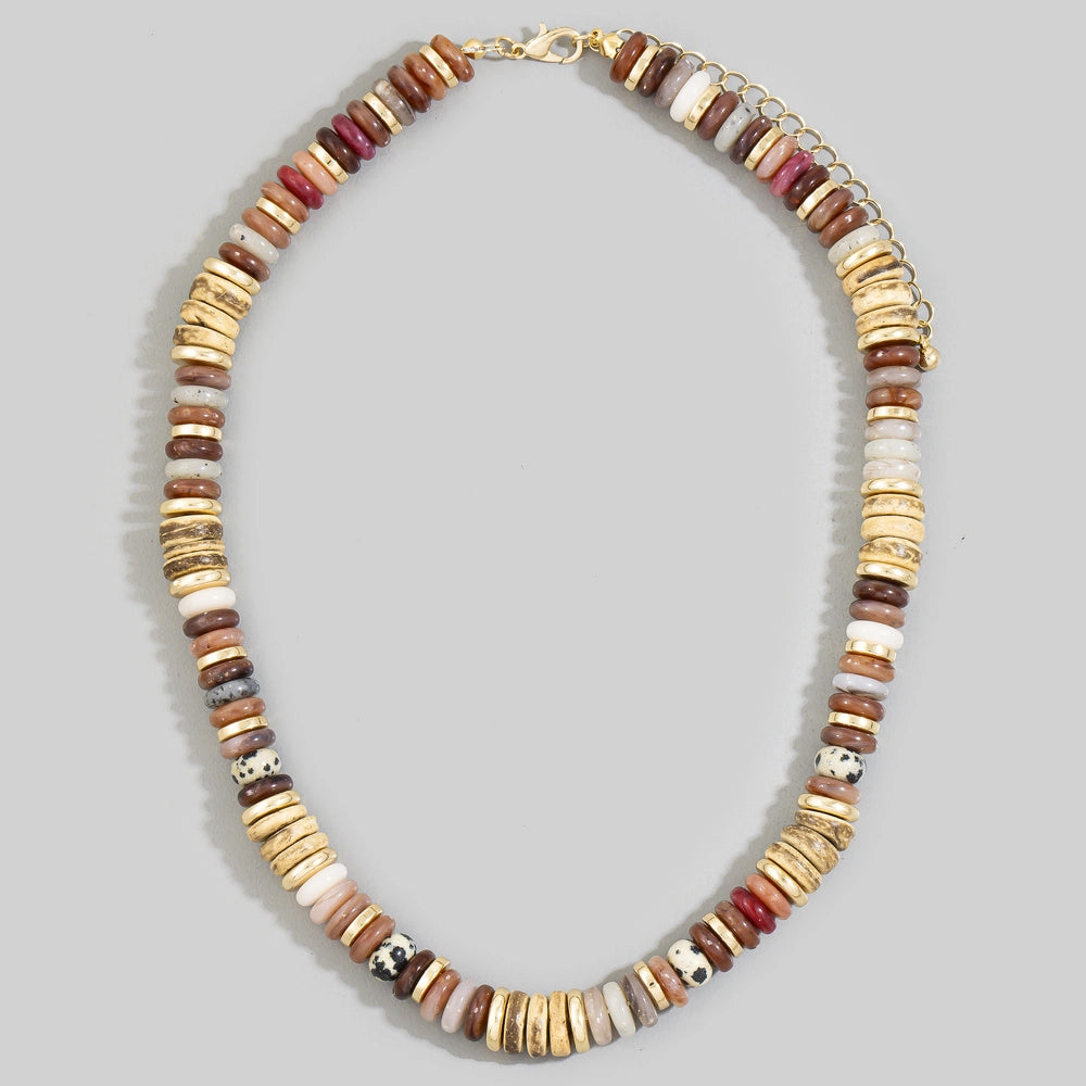Wood and Stone Beaded Necklace