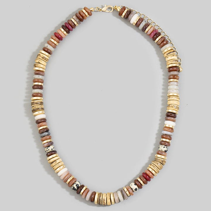 Wood and Stone Beaded Necklace
