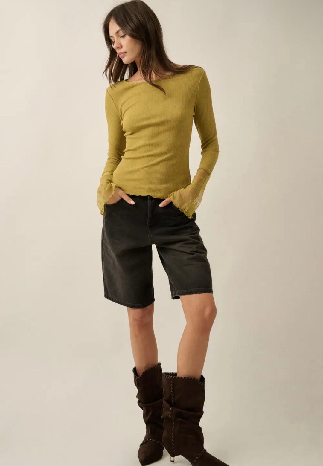 Noah Lace Cuffed Top