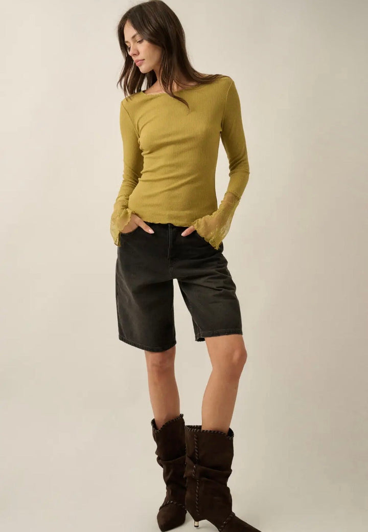 Noah Lace Cuffed Top