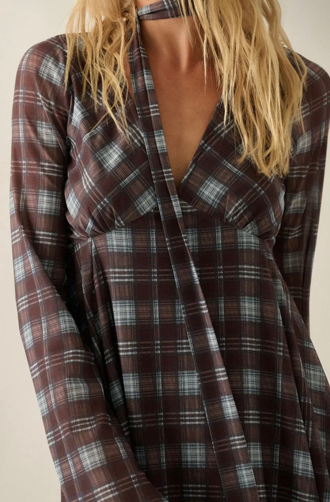 Jenna Plaid Mesh Dress