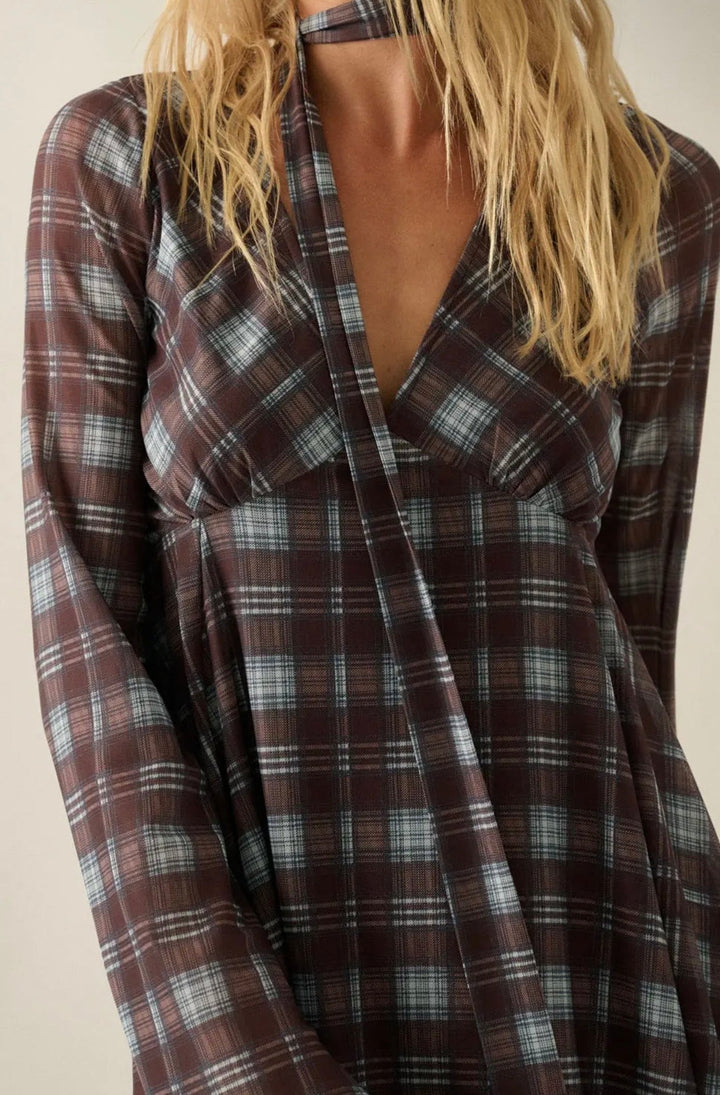 Jenna Plaid Mesh Dress