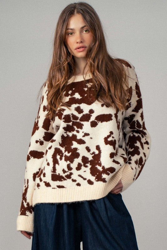 Poppy Cow Camo Print Sweater