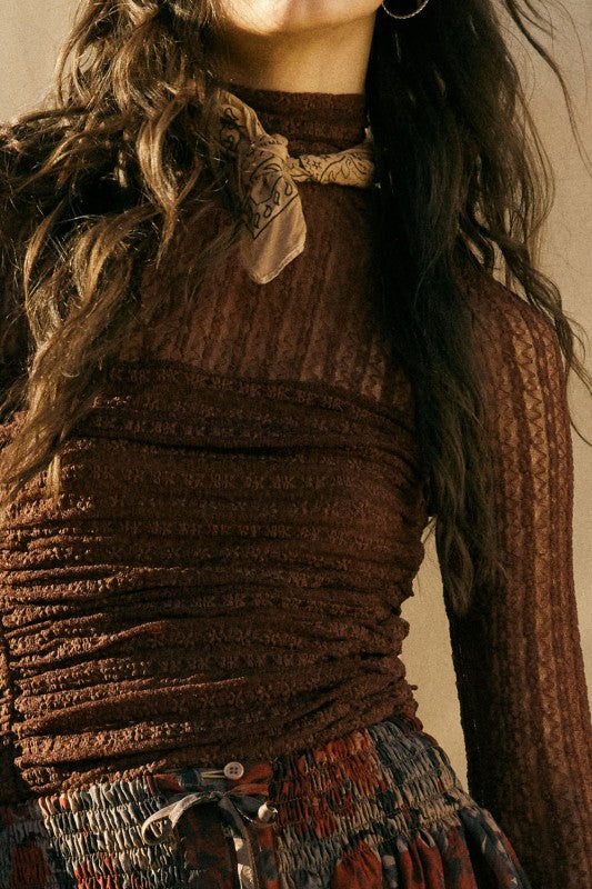 Rue Striped Floral Lace Chocolate Bodysuit
