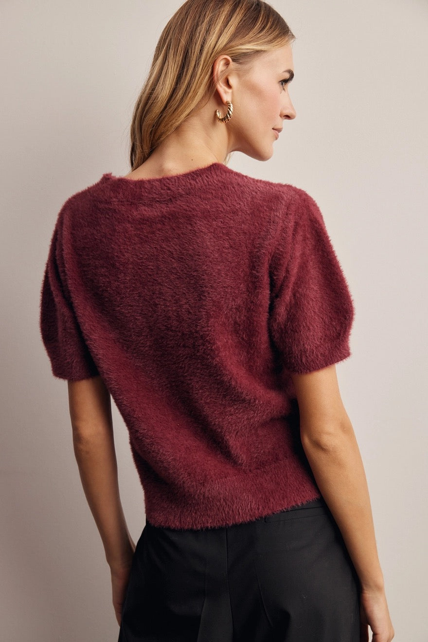 Ida Fuzzy V-neck Knit Sweater