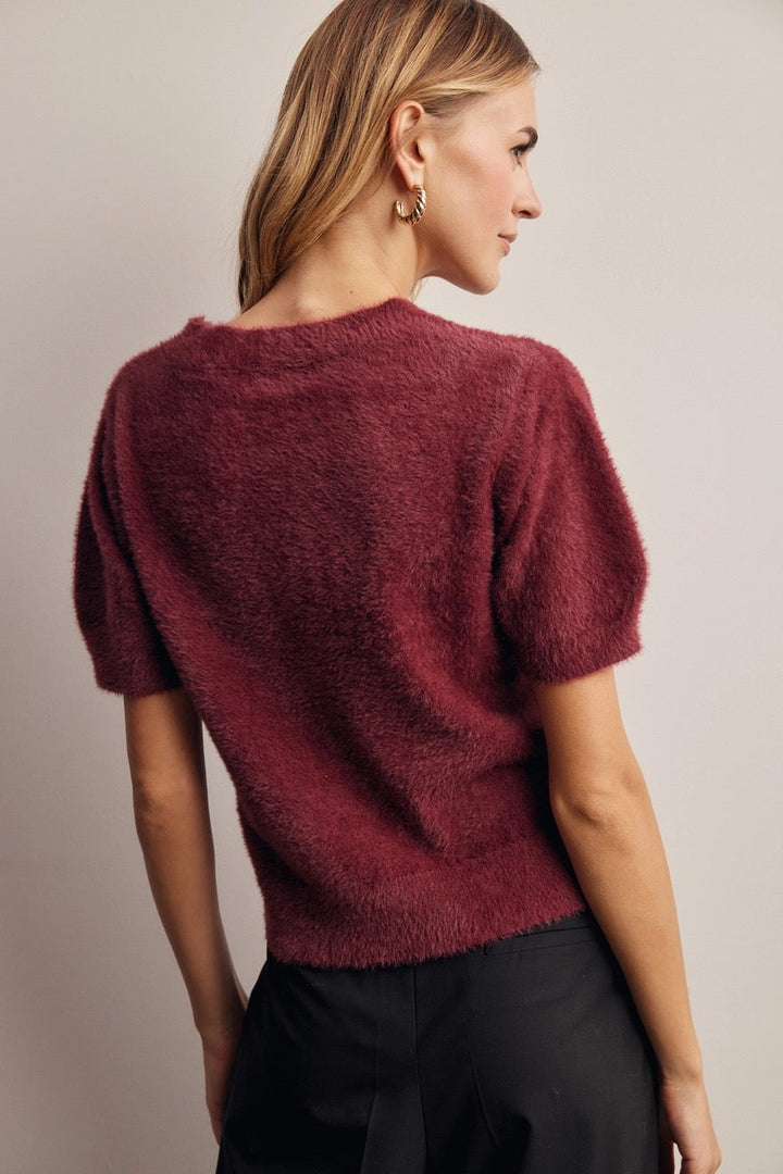 Ida Fuzzy V-neck Knit Sweater