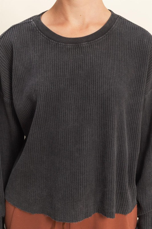 Elsie Waffle Long Sleeve Top