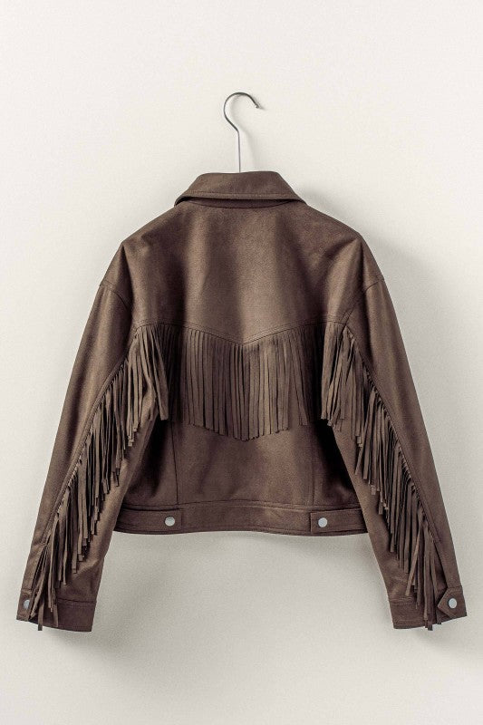 Ella Fringe Faux Suede Jacket