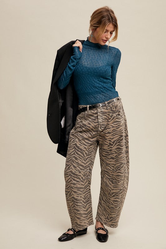 Wild & Free Zebra Barrel Jeans