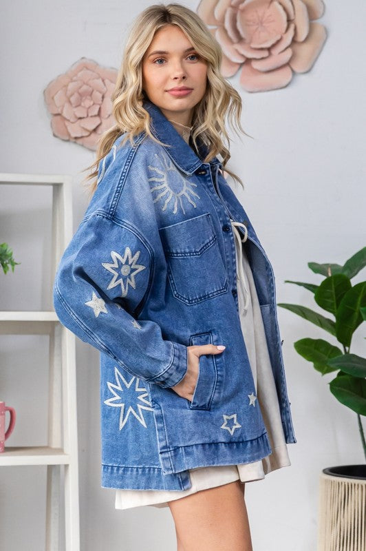 Embroidered Denim Barn Jacket