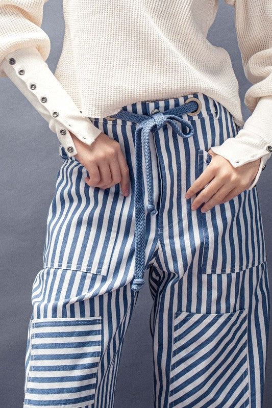 Mona Striped Drawstring Pants