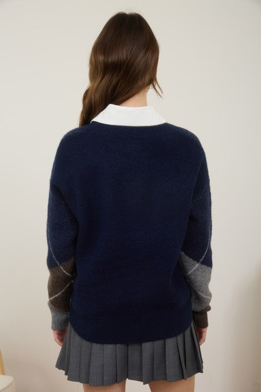 Louise Argyle V-Neck Sweater