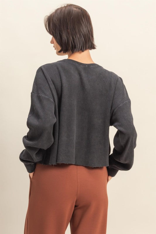 Elsie Waffle Long Sleeve Top