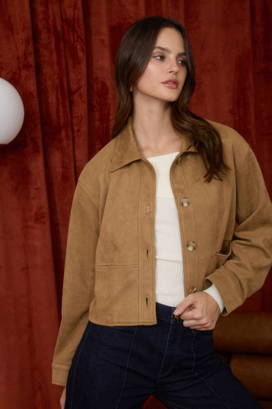 Lennon Faux Suede Cropped Jacket