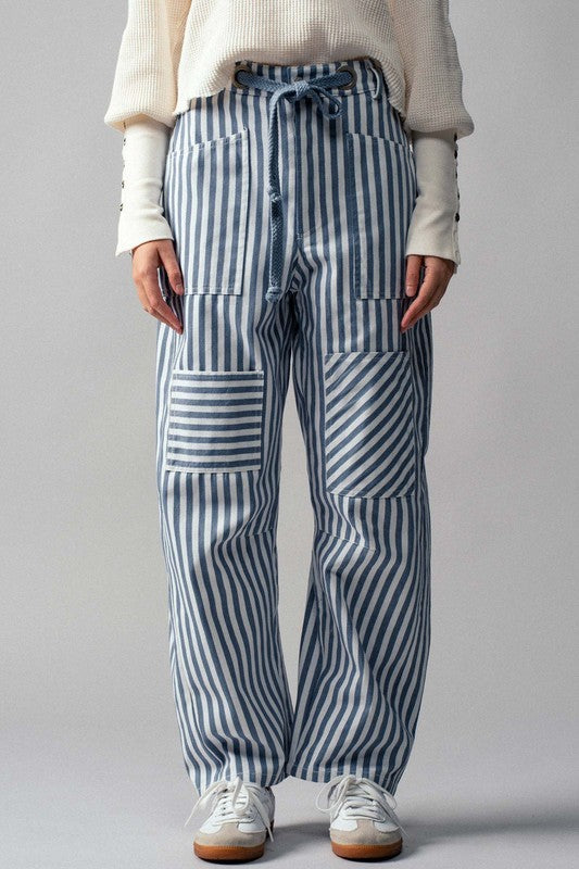 Mona Striped Drawstring Pants
