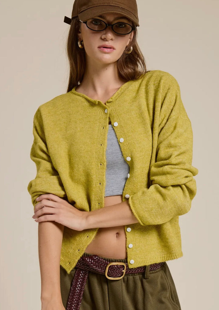 Maple Rolled Collar Cardigan Sweater