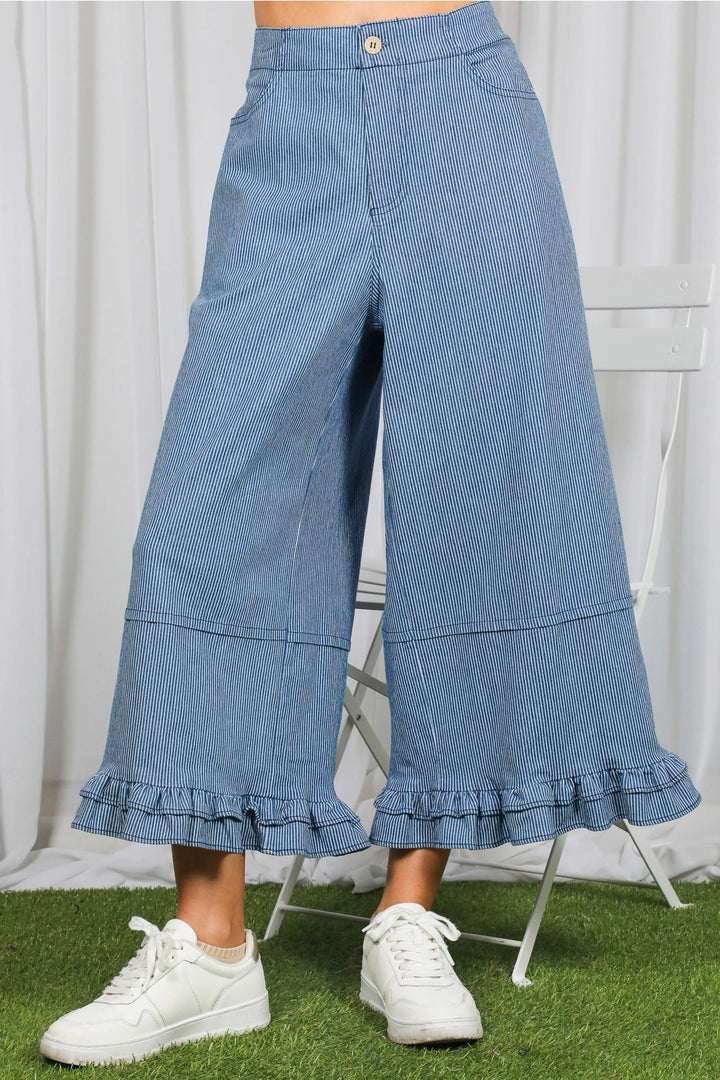 Ruffled Hem Denim