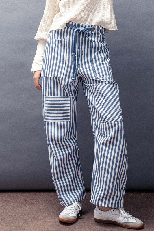 Mona Striped Drawstring Pants