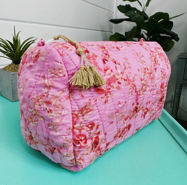Floral Quilted Cosmetic Bag