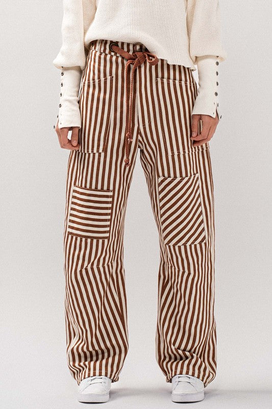 Mona Striped Drawstring Pants
