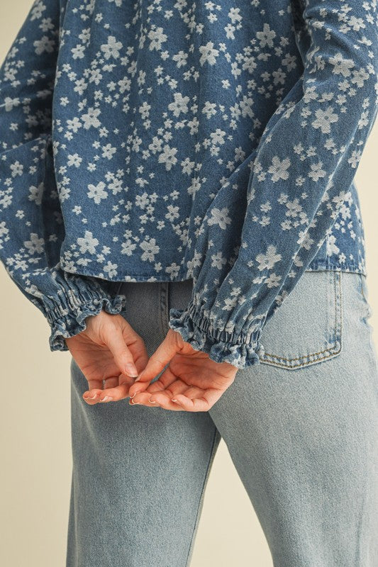 Marybeth Denim Floral Top