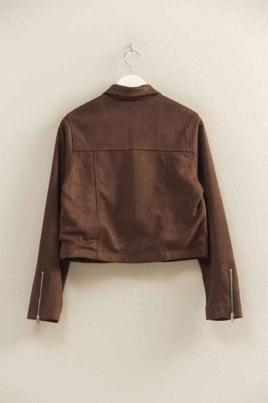 Jennings Faux Suede Zip Up Jacket