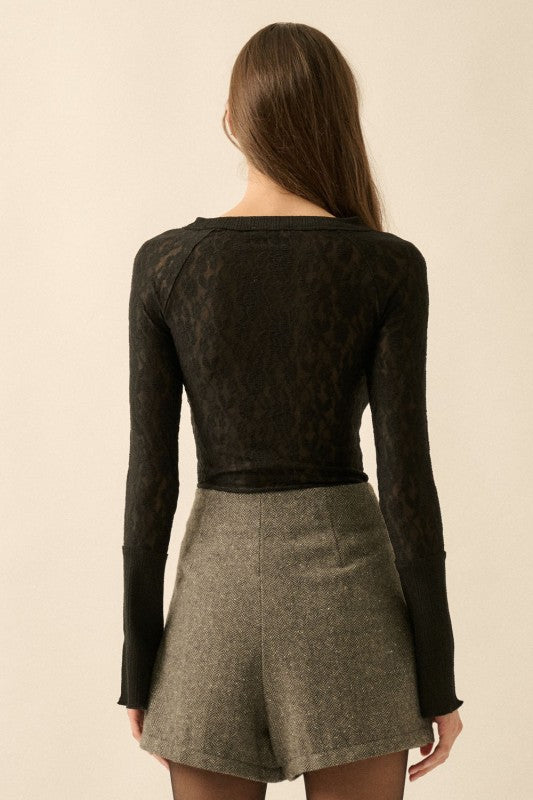 Dior Lace Sleeve Henley Top