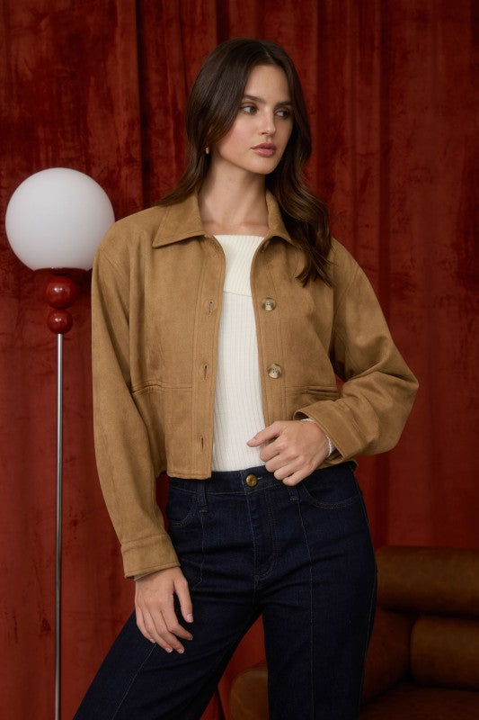 Lennon Faux Suede Cropped Jacket