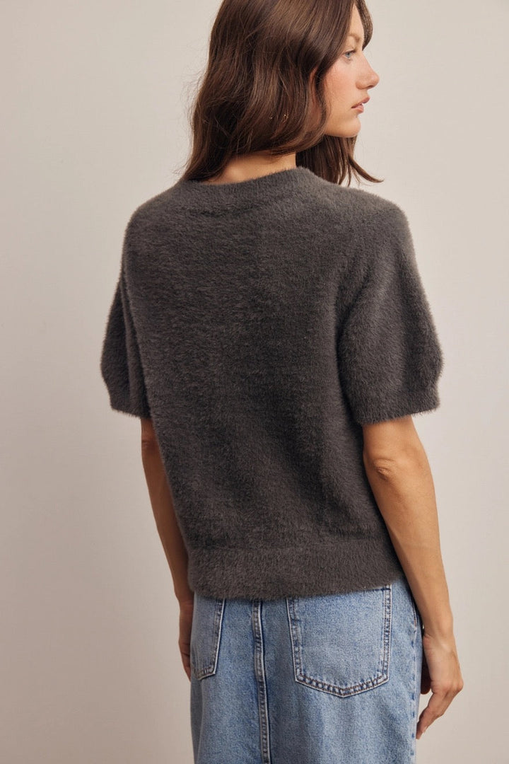Ida Fuzzy V-neck Knit Sweater