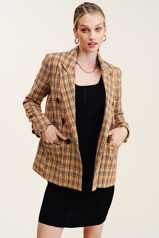 Dara Tweed Plaid Blazer