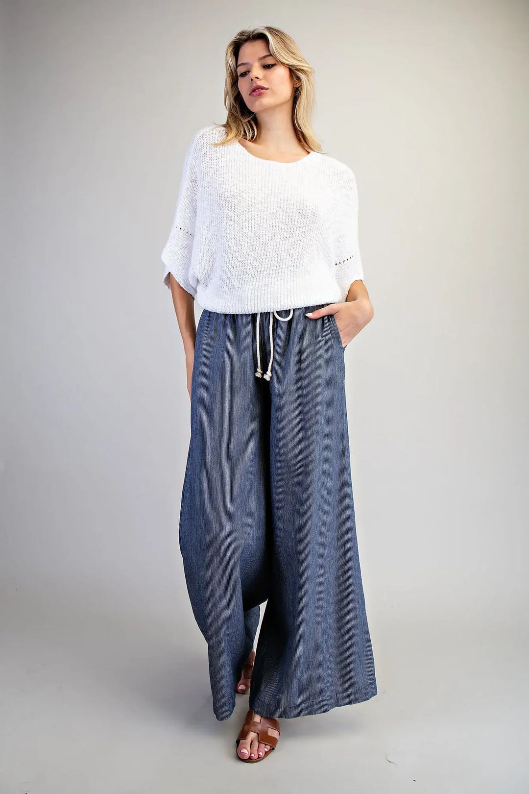 Feeling Free Pinstriped Wide Leg Pants