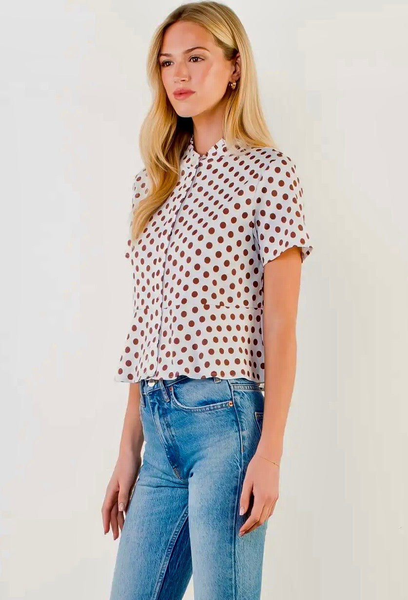Sailor Polka Dot Button Down Top