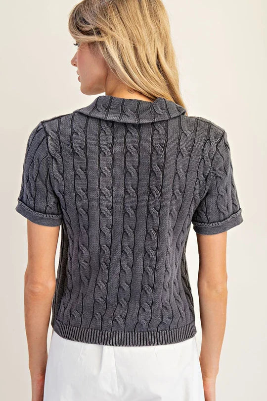 Marcie Cable Knit Polo