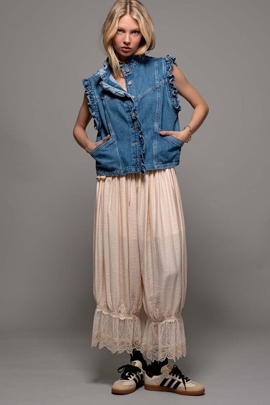 Drue Ruffle Denim Vest