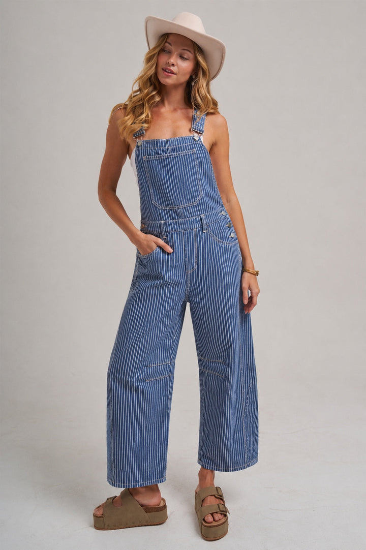 Amanda Stripe Denim Overalls