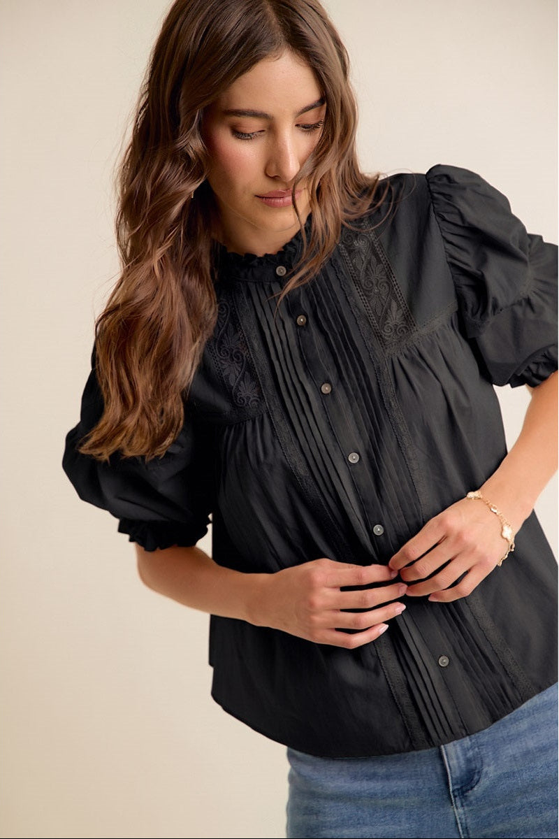 Camila Lace Button Top