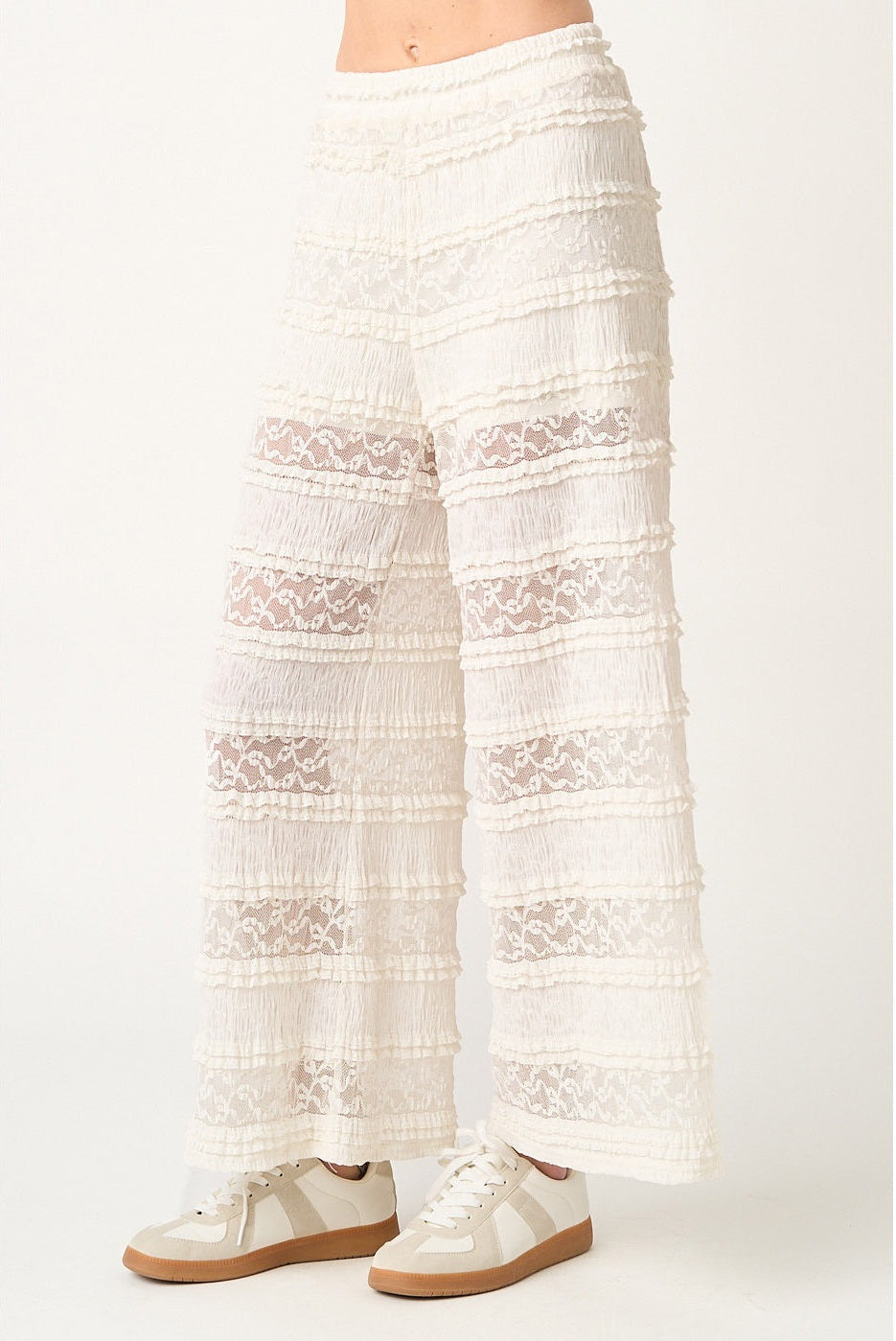 Lace Ruffle Wide Leg Pants