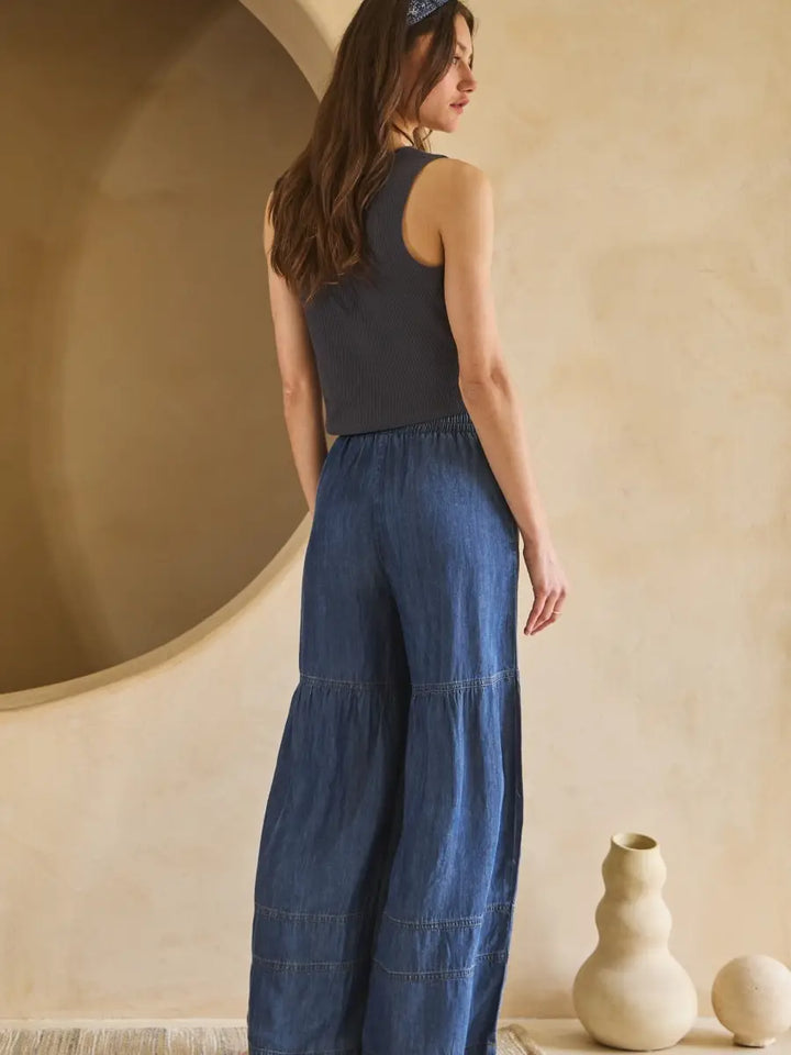 Sia Denim Tiered Wide Leg Pants