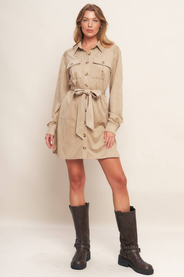 Farrah Suede Shirt Dress