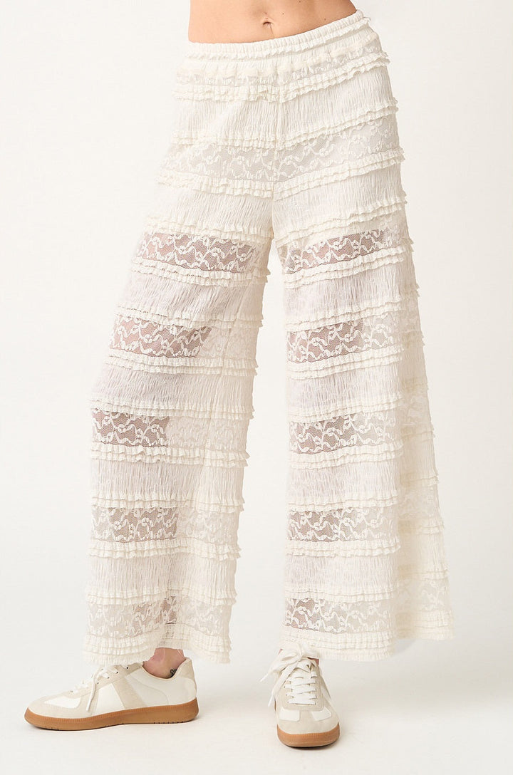 Lace Ruffle Wide Leg Pants