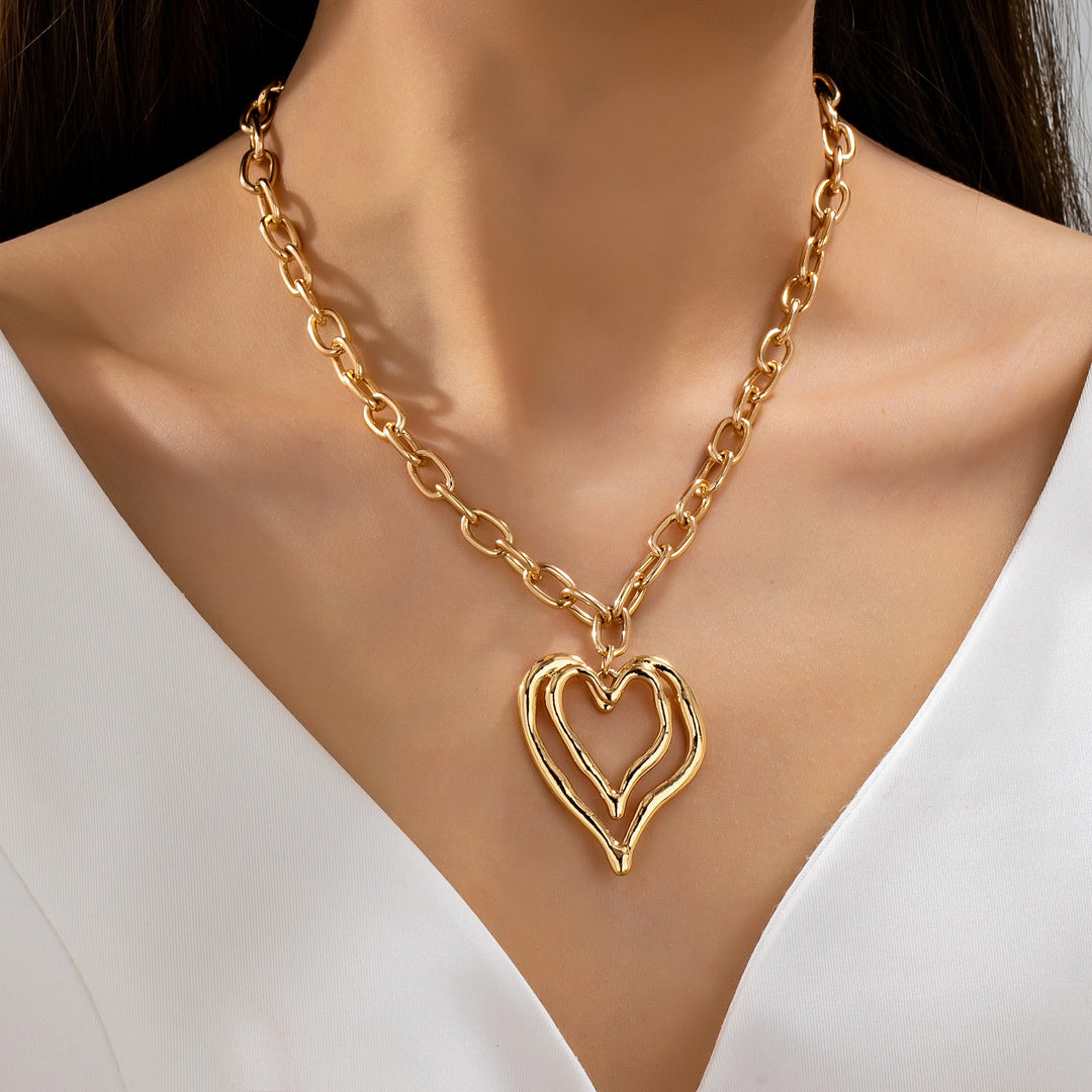 Double Heart Pendant Necklace