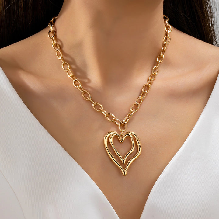 Double Heart Pendant Necklace