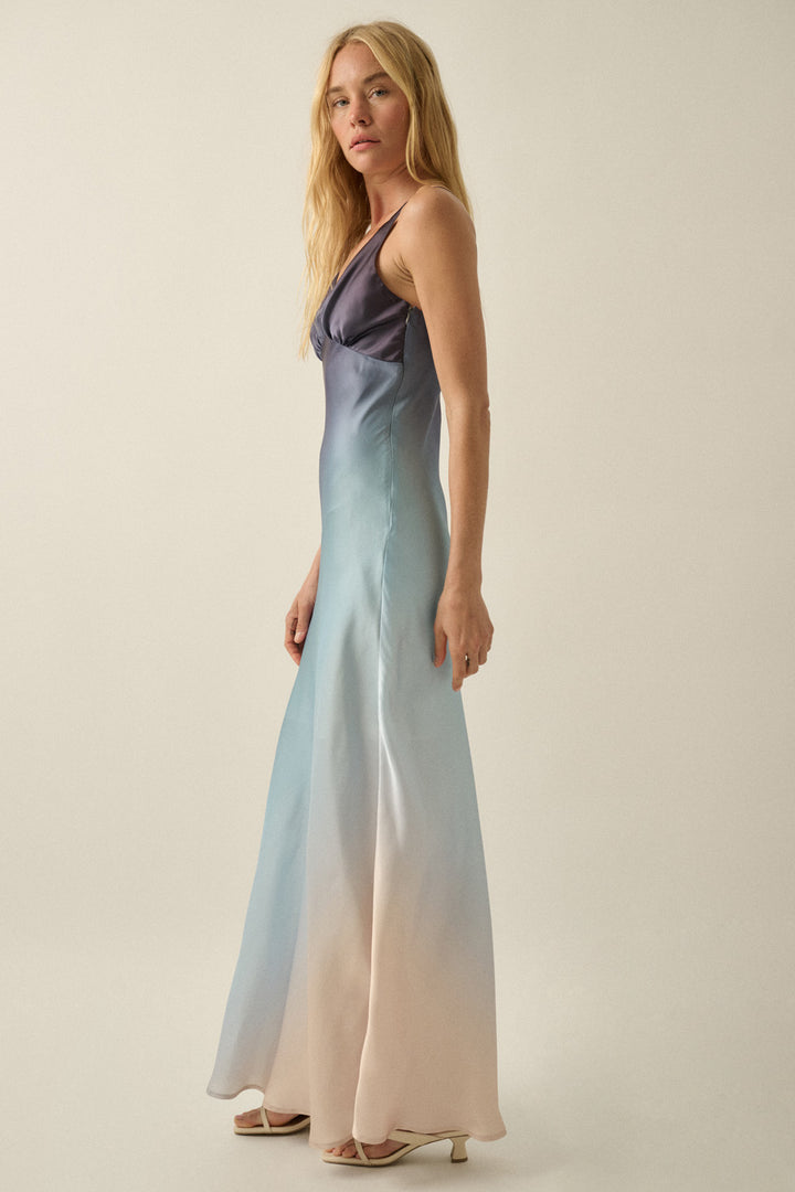 Alina Ombre Satin Maxi Dress