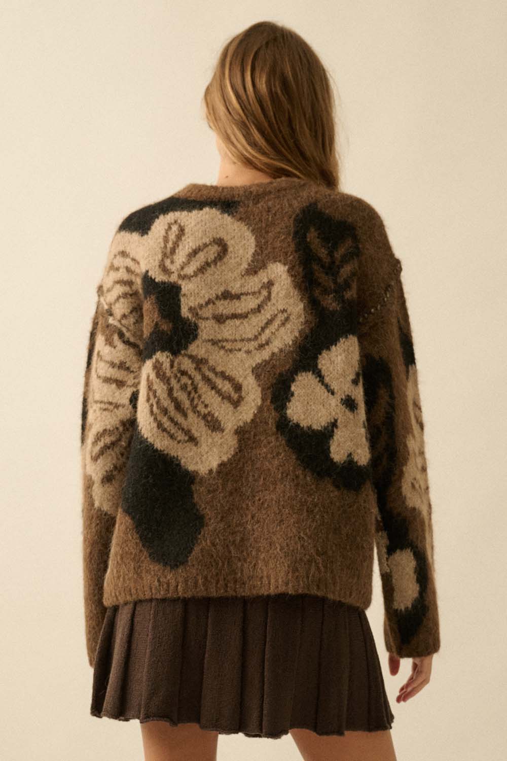 Fuzzy Floral Sweater